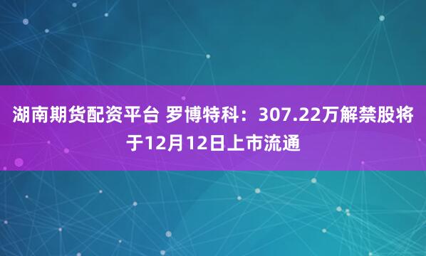 湖南期货配资平台 罗博特科：307.22万解禁股将于12月12日上市流通