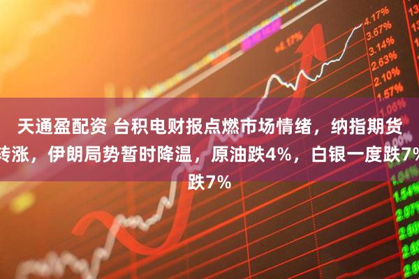 天通盈配资 台积电财报点燃市场情绪，纳指期货转涨，伊朗局势暂时降温，原油跌4%，白银一度跌7%