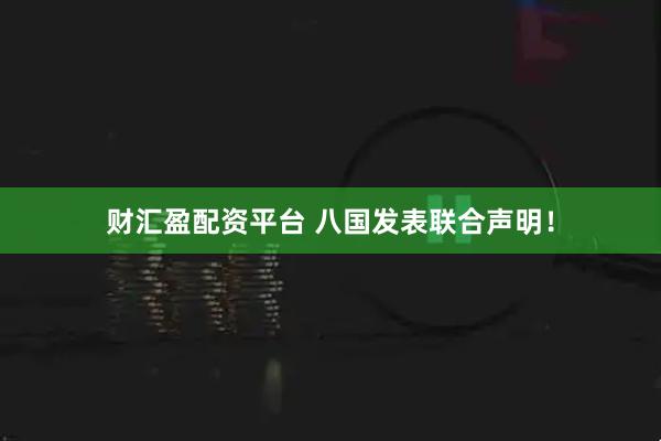 财汇盈配资平台 八国发表联合声明！